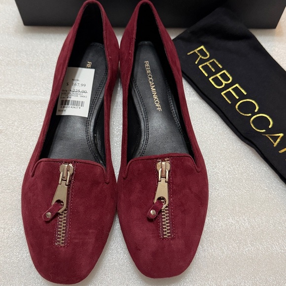 Rebecca Minkoff Shoes - Rebecca Minkoff Maroon Suede Flats with Zipper Detail 8 NIB